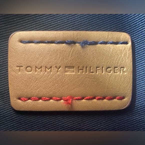 Tommy Hilfiger Canvas Crossbody/Shoulder Purse, Blue/Beige Striped, Adjustable - Picture 3 of 9